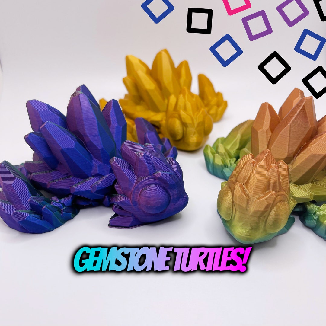 Cute Fidget Gemstone Turtle Articulating Fidget Collectible | Anxiety ...