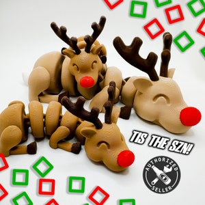 Articulated Reindeer Fidget Toy - Christmas Gift, Stocking Stuffer, Anxiety Relief, Printed Desk Companion