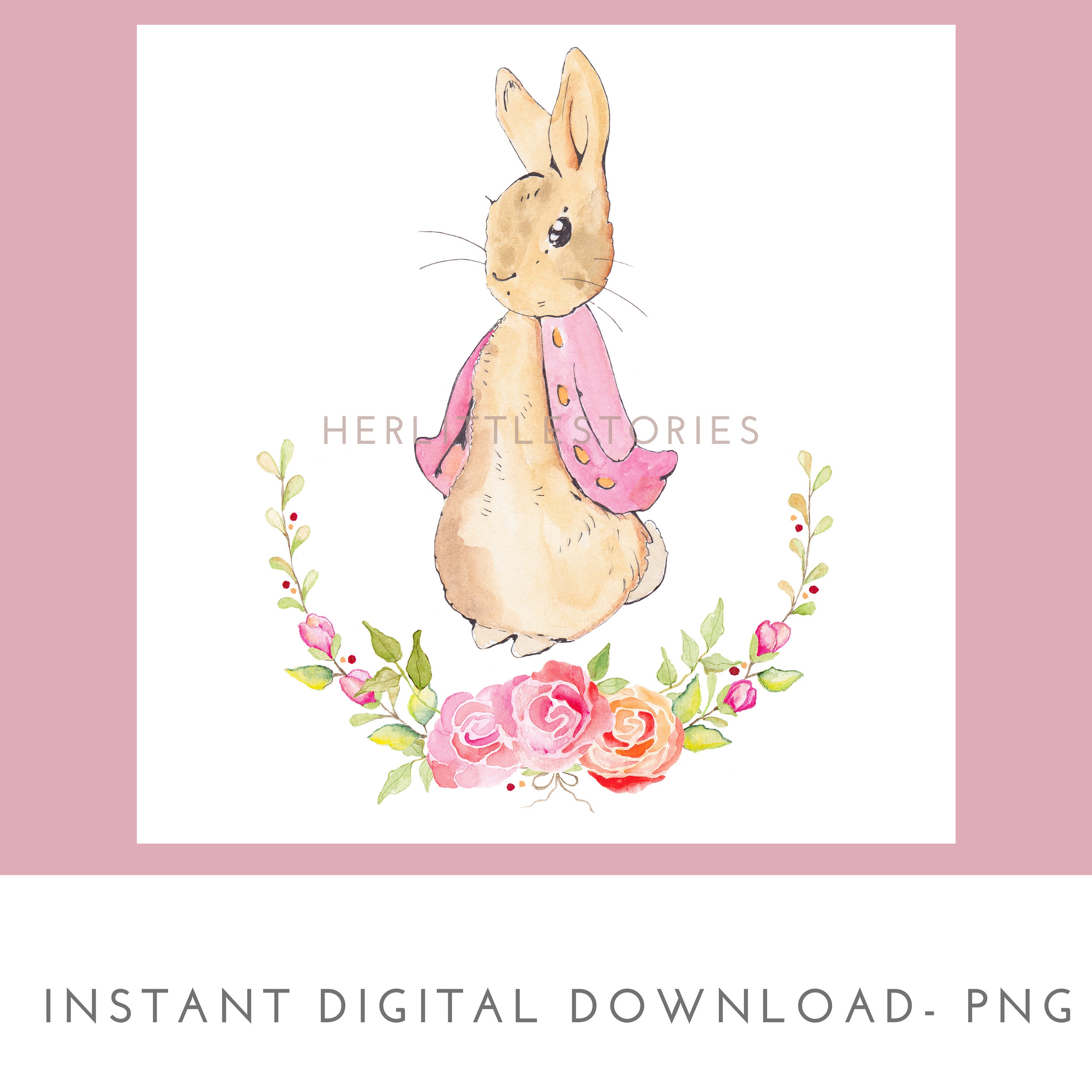 Pink Peter Rabbitr Peter Rabbit Pink Flopsy Bunny | Digital Illustration | Instant ...