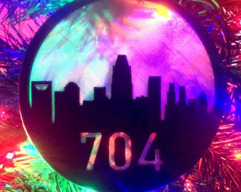 Charlotte Skyline Ornament / Stained Glass Faux