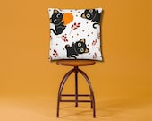Pumpkin Kitty Design Pillow, Fall Thanksgiving Pillow, Halloween Decorative Pillow, Decorative Pillows