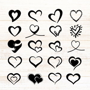 Heart Bundle Cut File,  Heart Cut Files, Digital Download, Heart clip art, 20 Valentine's Day Heart SVG, PNG, EPS