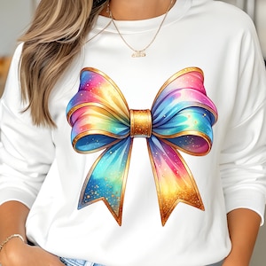 Schillernder Regenbogen Bogen PNG Design | Kokette Schleife png | Holographisches Band | Trendy png | Print on Nachfrage | Sublimationsdruck | SOFORTIGER DOWNLOAD