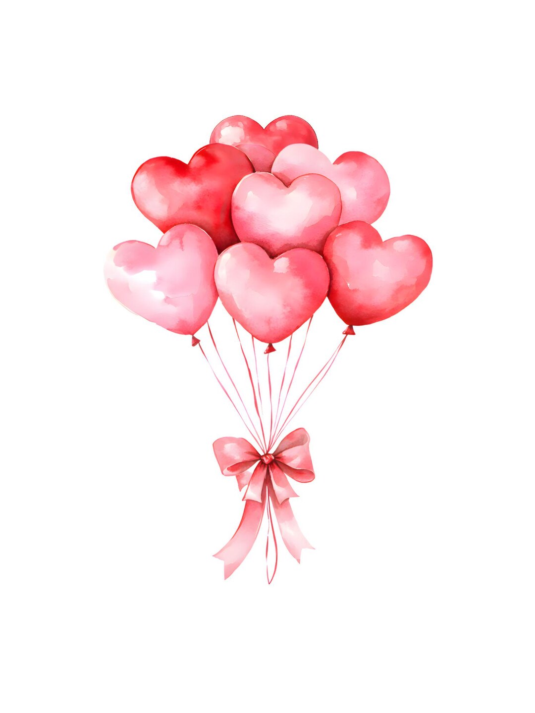 10 Watercolor Red Heart Ballons Clipart, Girl Coquette, PNG Clipart ...