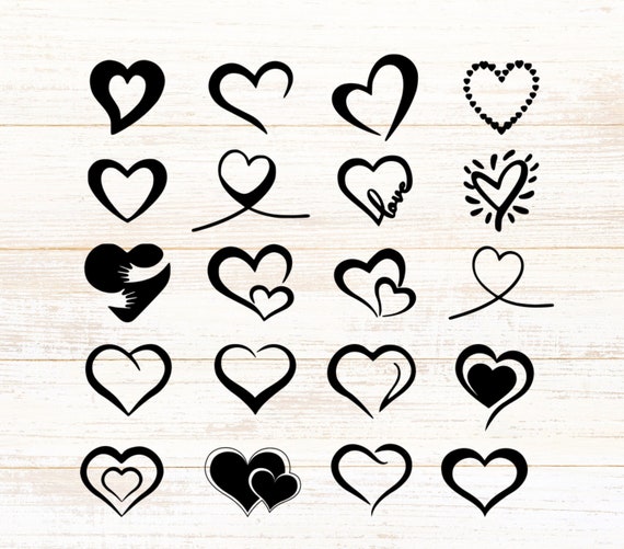 Heart Bundle Cut File,  Heart Cut Files, Digital Download, Heart clip art, 20 Valentine's Day Heart SVG, PNG, EPS