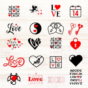Heart Bundle Cut File,  Heart Cut Files, Digital Download, Heart clip art, 20 Valentine&#39;s Day Heart SVG, DXF, EPS