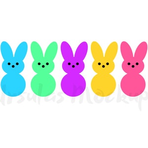 Easter Five Bunnies, Peeps SVG-PNG-DXF Digital Download, Easter Clipart, Marshmallow Peep, Easter Candy Peeps, Cut File Cricut