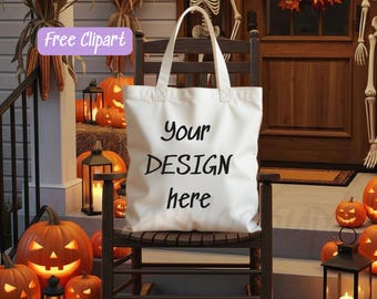 Halloween Tote Bag Mockup - Sofortiger digitaler Download Canvas Tasche Mockup, Gruselige Jahreszeit Totes, Schultertasche Mockup, Digital Mockup. H003