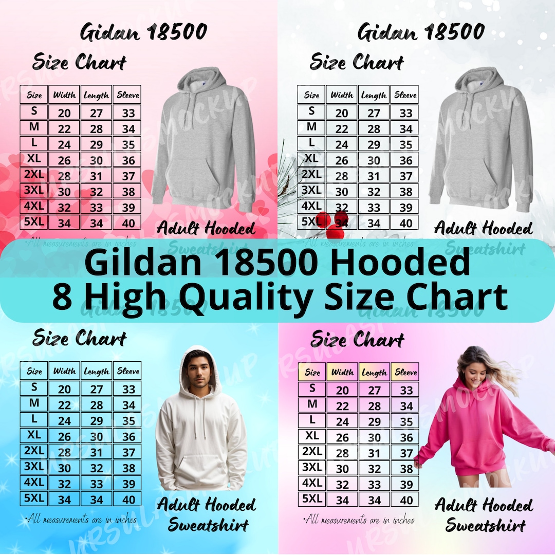 ADULT Size Chart Gildan 18500 . 8 Gildan 18500 Hooded Size Chart