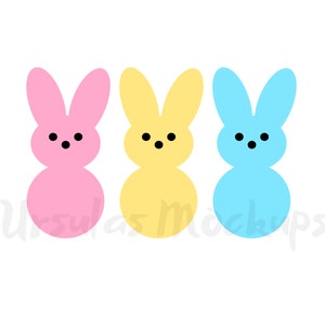 Easter Three Bunnies, Peeps SVG-PNG-DXF Digital Download, Easter Clipart, Marshmallow Peep, Easter Candy Peeps, Cut File Cricut