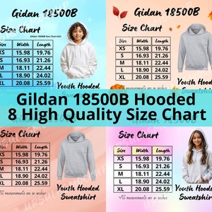 YOUTH Size Chart Gildan 18500B . 8 Gildan 18500B Hooded Size Chart Bundle. Heavy Heavy Blend Hooded Sweatshirt Size Chart 8 Digital Files