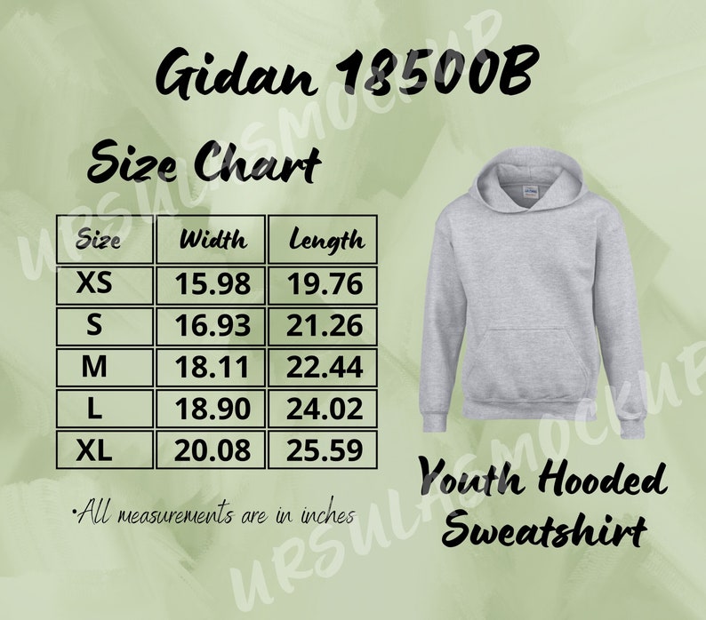 YOUTH Size Chart Gildan 18500B . 8 Gildan 18500B Hooded Size Chart ...