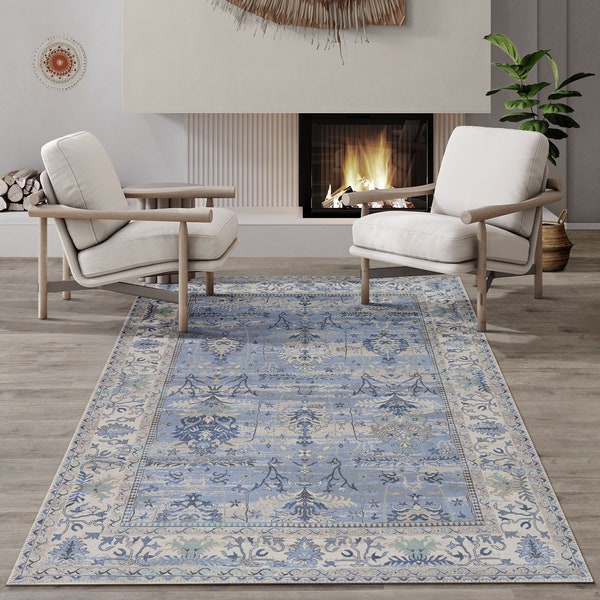 Blue Rugs for living room, Vintage Blue rug, teppich, Blue rug, Blue Carpet, Tappeto, Floor & Rugs, Vintage  rug, Turkısh rug, carpet