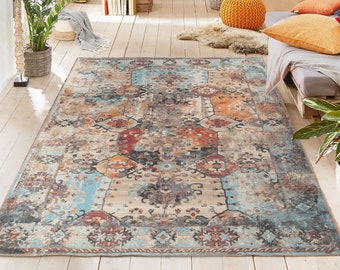 Unique Machine Washable Ragda Culture Balinese Accent Rug Under Carpet Mats Provide Protection and Cushion for Floor for Bedroom Living Room Dining Room Kitchen and Hallways 80 x 58 in