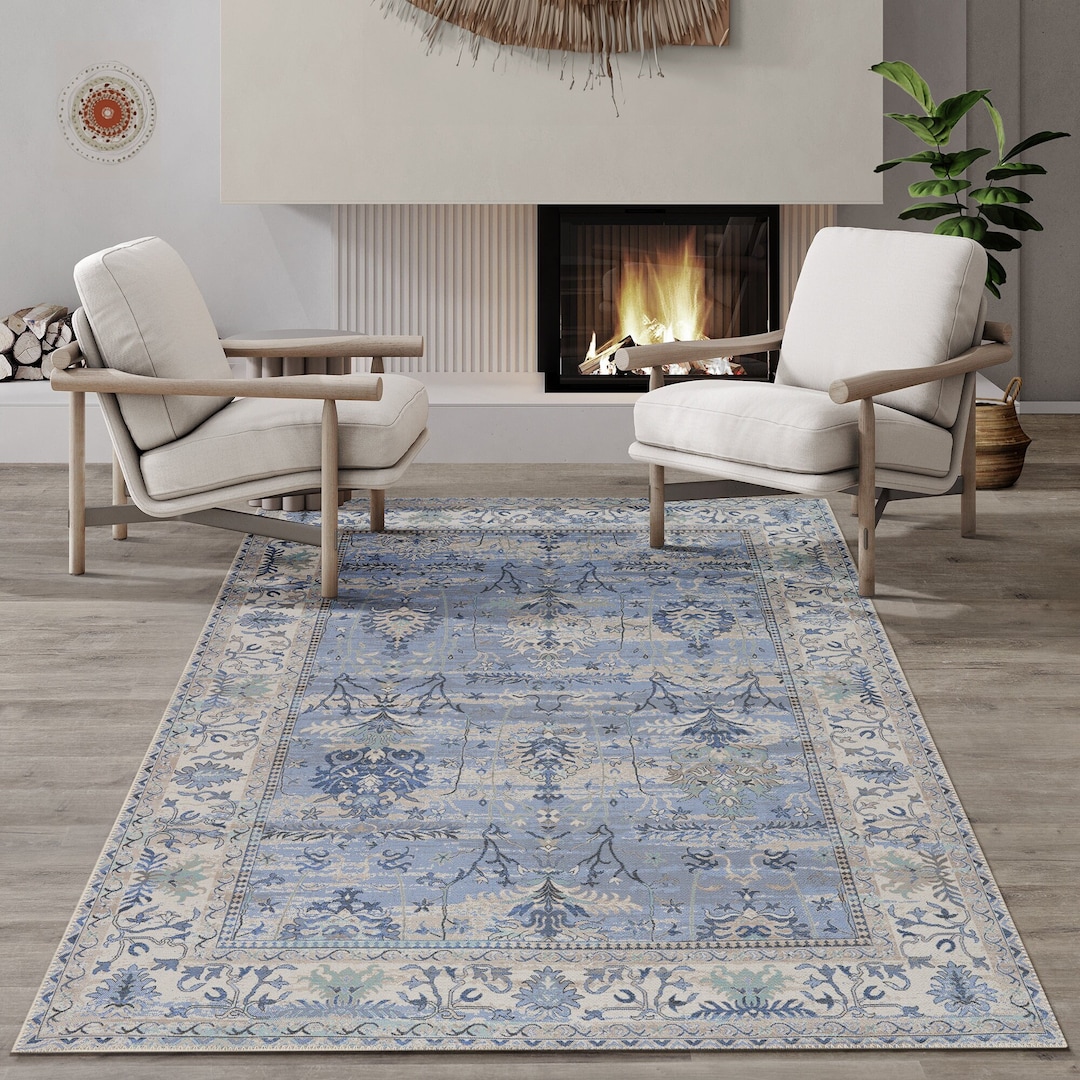 Blue Rugs for Living Room, Vintage Blue Rug, Teppich, Blue Rug, Blue
