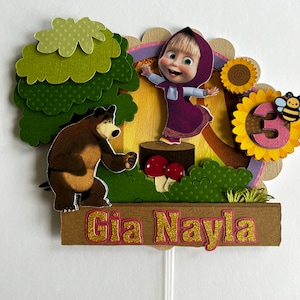 Masha and the Bear, Masha Birthday Party, Masha Cake topper, Masha y el Oso, Bear and Masha, Centerpiece Diy, Kids decorations