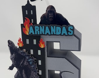 Godzilla vs Kong 3D-bokstav: Personlig födelsedagsfestdekoration