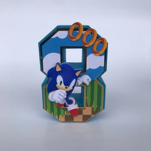 Sonic Birthday, Sonic 3D letter, Sonic 3D Number,Sonic Sega, Sonic, Sonic Party Decorations,