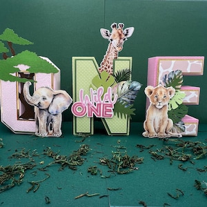 Letra o número 3D de safari en la jungla personalizado, letras 3D de animales de safari, cumpleaños de safari Wild ONE, número 3D de la jungla, primer cumpleaños de safari
