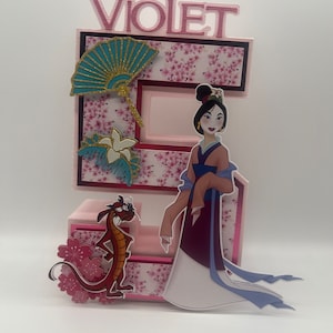 Fiesta de cumpleaños temática de Mulan, Dos letras 3D salvajes, Número 3D de la princesa Mulan, Decoraciones para fiesta de Disney Mulan, Número o letra 3D asiático