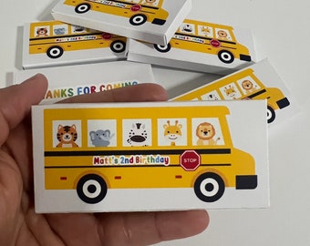 School Bus Personalized Crayon Box, Wheels on the Bus Crayon Favor, Back to School Activity Crayon Box, Animals School Bus, Place Mat