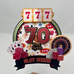 Casino Cake Topper: Vegas Birthday, Slot Queen Party Decor