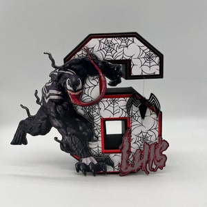 Cumpleaños de Venom, Letra 3D de Venom, Número 3D de Venom, Decoraciones para fiesta de Venom, Letra o número 3D personalizado, Letras de nombre 3D