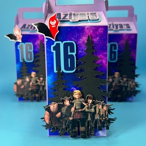 How to Train Your Dragon Favor Box, Dragon Candy Box, Light Fury Dragon Party Decorations, Night fury birthday Decor, Dragon Riders Party
