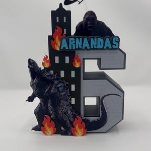 Godzilla Block Lettering Godzilla Vs Kong 3D Letter: Personalized Birthday Party Decoration - Etsy