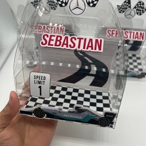 Race Car Favor Box, Fast One Birthday, Racing Party Decorations, Two Fast Decor, Goody Bags, Need Four Speed, 2 Fast, F1 Racing