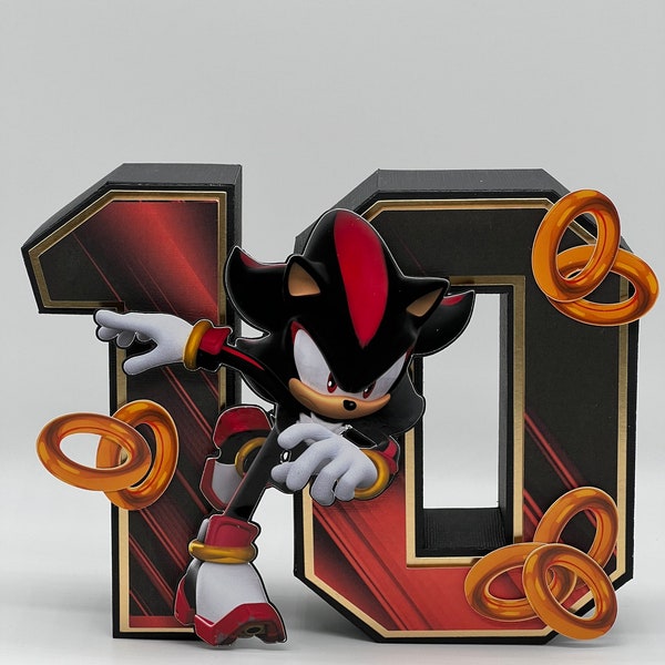Shadow the Hedgehog Birthday, Sonic 3D letter, Sonic 3D Number,Sonic Sega, Shadow the Hedgehog, Sonic Party Decorations,