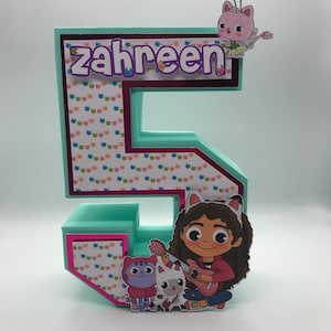 Gabby&#39;s Dollhouse Birthday, Gabby&#39;s Dollhouse 3D letter, Dollhouse 3D Number, Gabby&#39;s Dollhouse, Gabby&#39;s Dollhouse Party Decorations