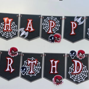 Venom Happy Birthday Banner, Venom Birthday, Venom and Carnage, Venom Party Decorations, Banner Personalized, Venom party theme banner