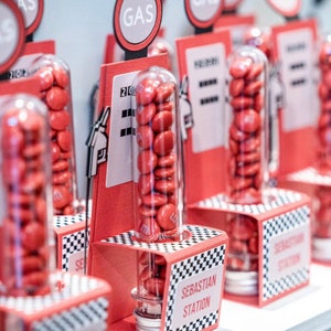 Race Car Party Favors: Custom Gas Station Candy Tubes