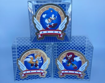 Sonic Favor Boxes, Sonic Decorations, Clear Favor Box, Party Treat Favor Box, Personalized Favor Box, Sonic Hedgehog, Sonic and Tails, Tails
