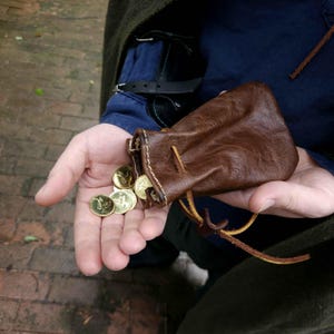 Handcrafted Leather Coin Pouch for LARP, Renaissance Fair, Medieval Cosplay, Leather Dice Bag