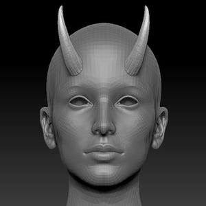 Digital 3D Model Slender Horns, STL file for fantasy fey, Teifling, demon, or dragon cosplay