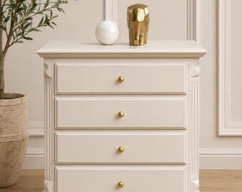 Solid Wood painted light beige Nightstand