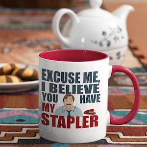 Office Space Mug. Milton Waddams, I believe you have my Stapler. Funny Office Quote, burn the building. Initech 11/15 oz coffee mug