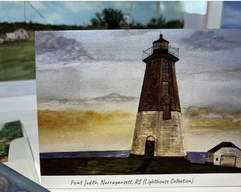 Point Judith Narragansett, Rhode Island, New England, watercolor, print greeting cards, art print, stationery