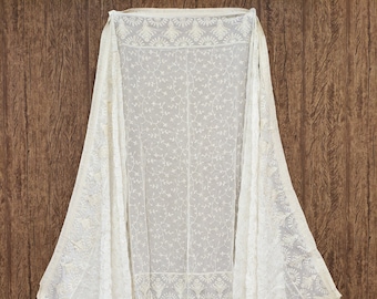 Indian Dyeable Georgette off white Dupattas with Embroidered for Weddings, Party Wear, Festivals