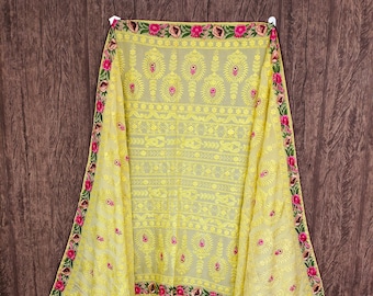 Crystal Beaded Indian Dupatta: Festival Shawl, Bridal Wrap