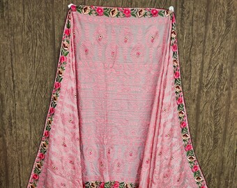Crystal Beaded Indian Dupatta, Wedding Bridal Shawl