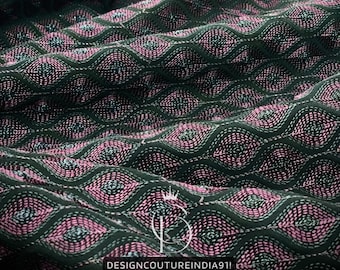 Black Embroidered Viscose Fabric: Indian Sewing, DIY Crafting, Wedding Dress