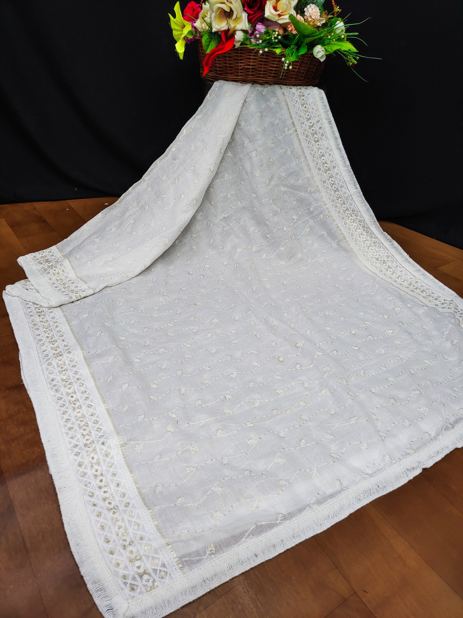 Mulmul Padma White Dupatta main image 0
