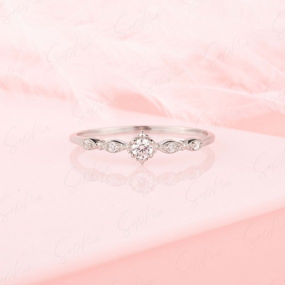 Vintage Style Art Deco 925 Sterling Silver Womens Engagement Ring