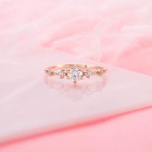 Simple & Dainty 14k Rose Gold Promise Ring for Her Unique - Etsy