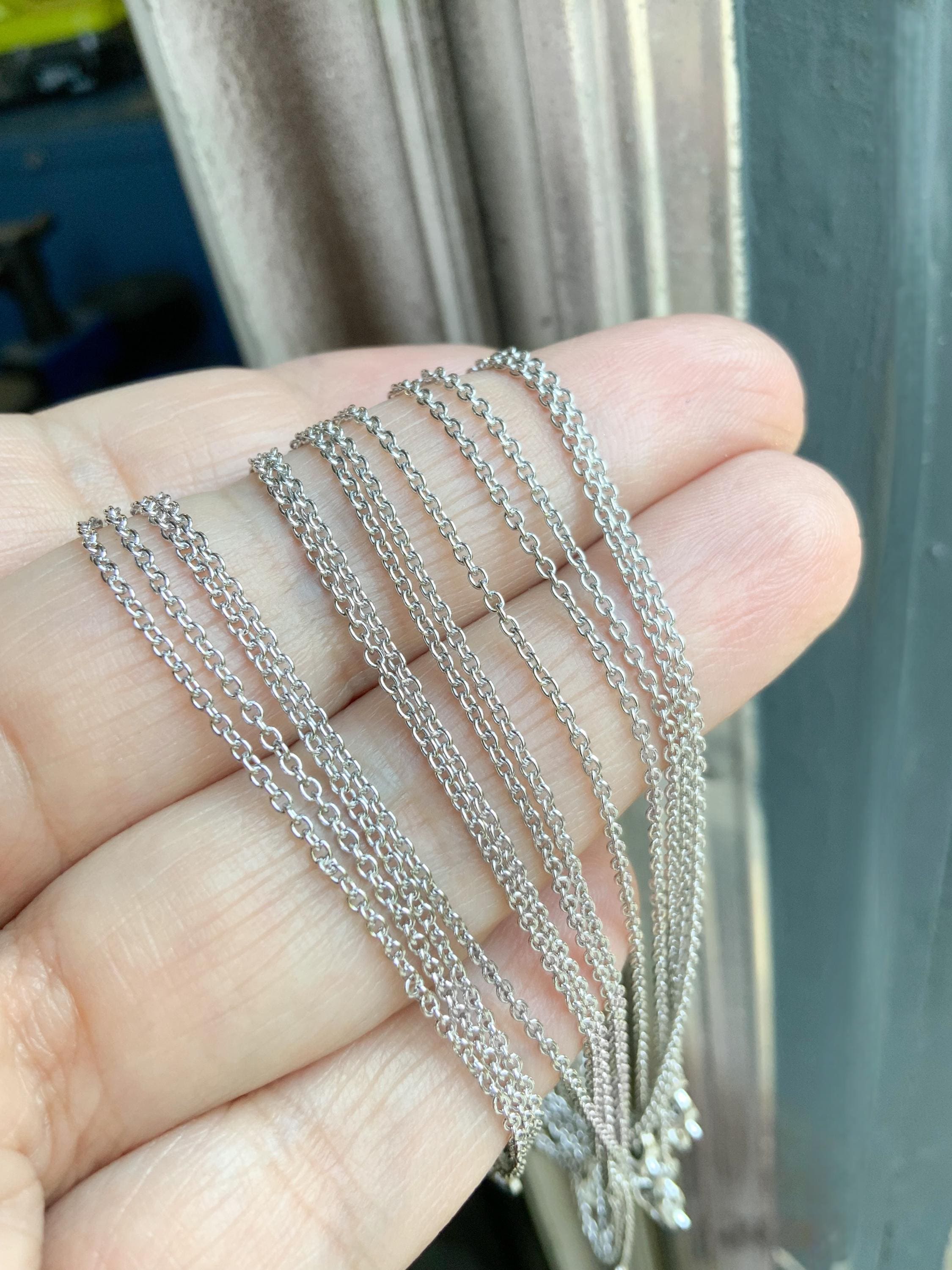 thumbnail image 2 of Italian Rolo Chain - 1mm Thin, Rhodium Over 925 Sterling Silver, 16/18/20 Inch 2 of 9