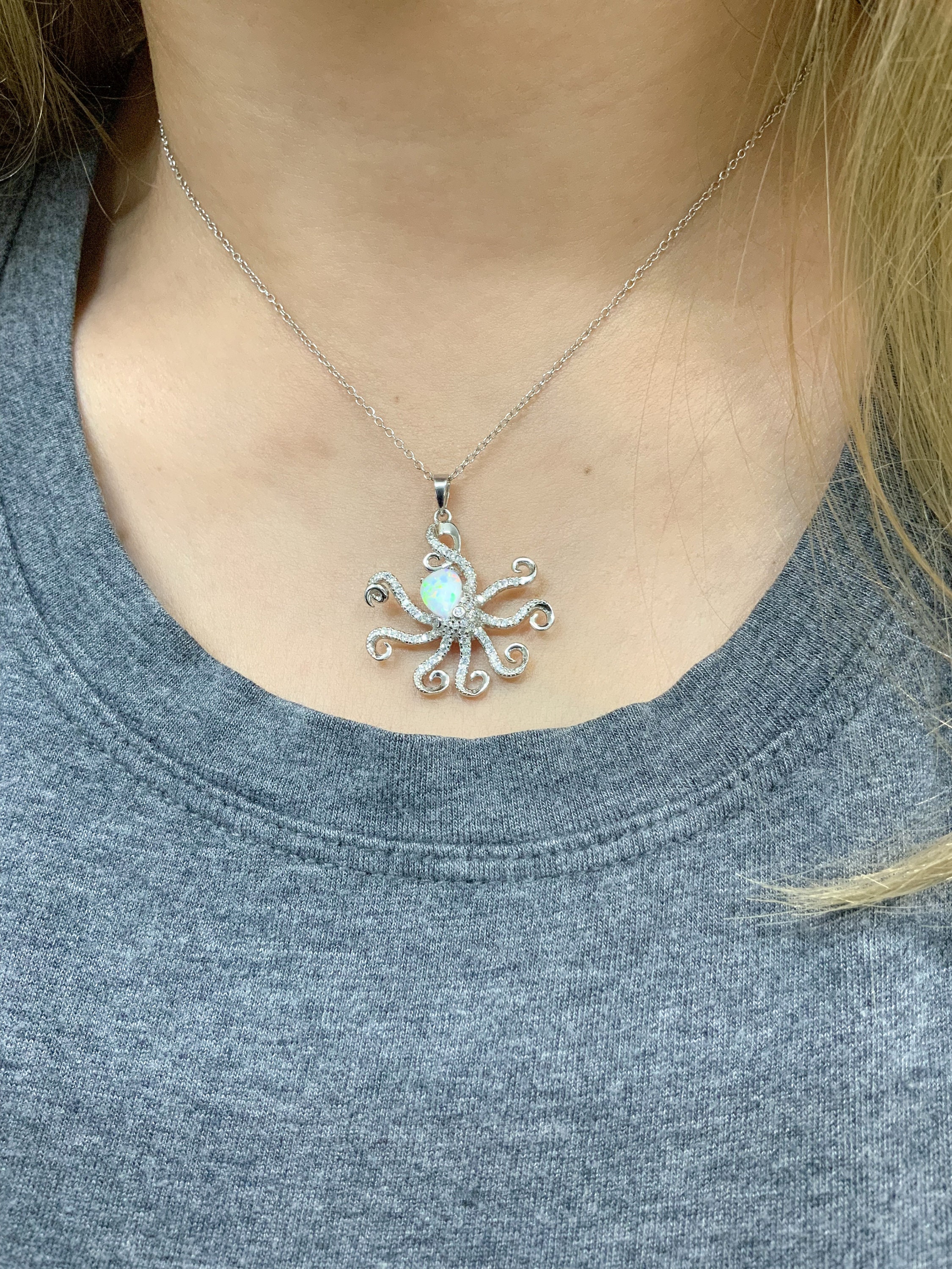 Sterling Silber Oktopus Halskette: Tansanit & Opal Schmuck - Österreich