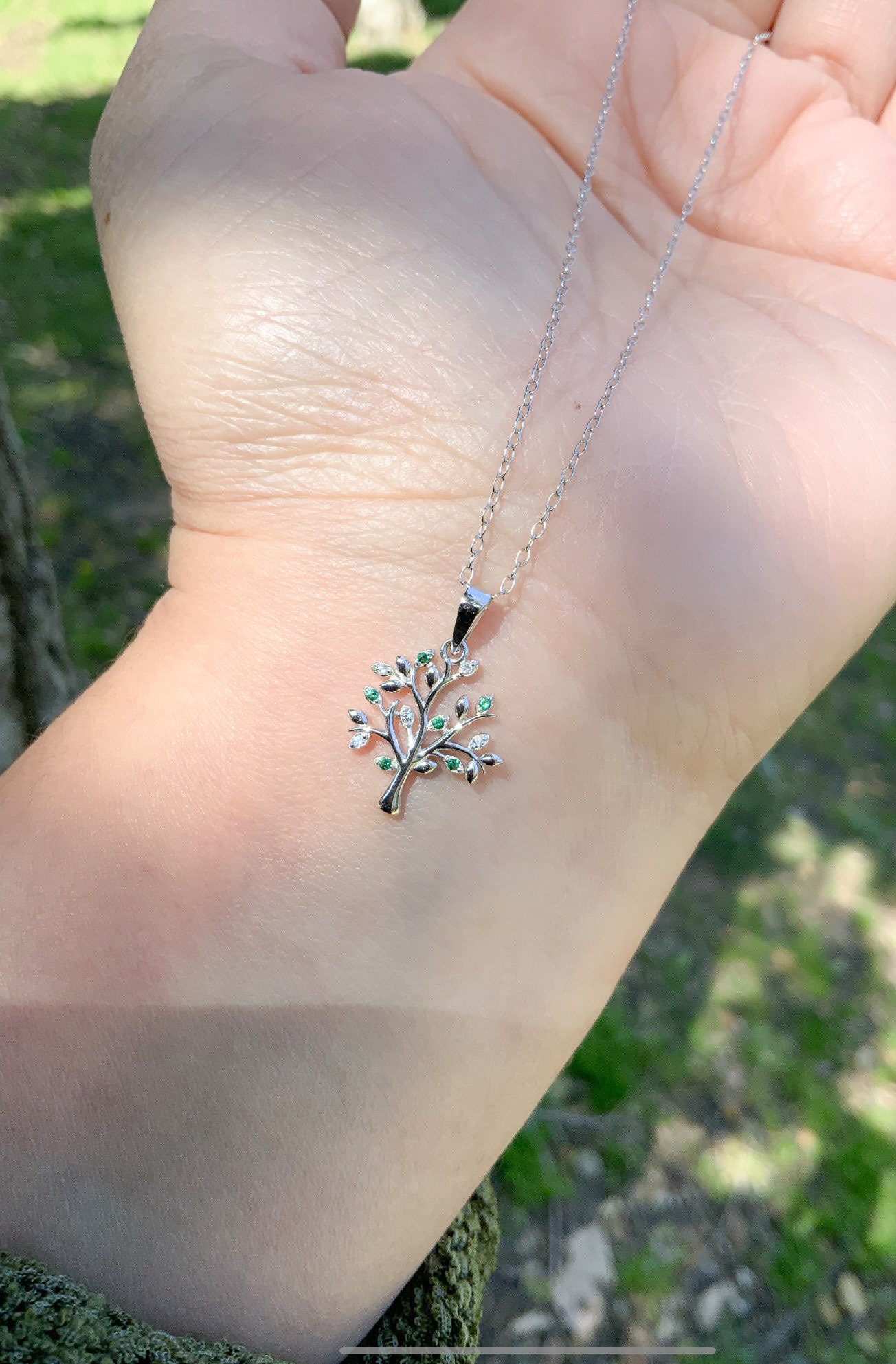 Jiamiaoi Collana Albero Della Vita In Argento 925 Con Zircone - Ciondolo Con Catena 18''